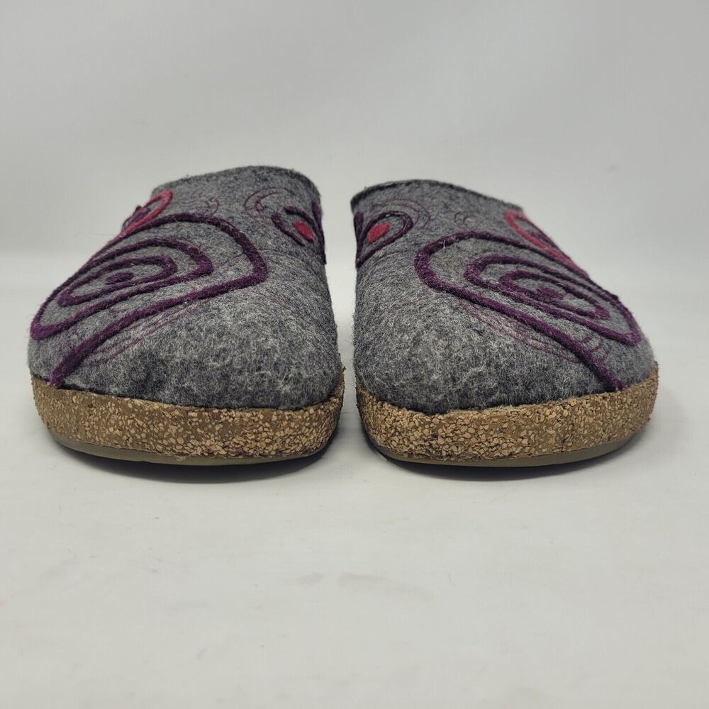 Haflinger Clogs EU40 US9 Gray Wool Felt Swing Swirls Geometric Slippers Slip On - Picture 3 of 11
